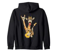 Funny Giraffe Rock Music Sunglasses Guitar Vibe Design Zip Hoodie