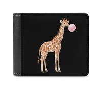 Funny Giraffe with Bubble Leather Wallets for Men Bifold Fashion with ID Window