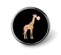 Funny Giraffe With Bubble Round Badge Pin Metal Memorial Brooch Button Lapel Pins for Backpack Wedding