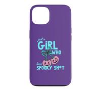 Funny Girl Who Loves Spooky Sheet Pumpkin Bow Halloween Case for iPhone 13