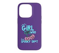 Funny Girl Who Loves Spooky Sheet Pumpkin Bow Halloween Case for iPhone 14 Pro