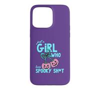 Funny Girl Who Loves Spooky Sheet Pumpkin Bow Halloween Case for iPhone 15 Pro Max