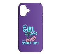 Funny Girl Who Loves Spooky Sheet Pumpkin Bow Halloween Case for iPhone 16