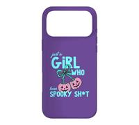 Funny Girl Who Loves Spooky Sheet Pumpkin Bow Halloween Case for iPhone 17 Pro Max