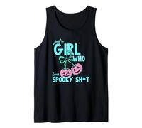 Funny Girl Who Loves Spooky Sheet Pumpkin Bow Halloween Tank Top