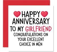 Funny Girlfriend Anniversary Card - Excellent Choice - Cheeky Happy Anniversary Card for Girlfriend from Boyfriend Partner, 145mm Joke Humour Anniversaries Greeting Cards