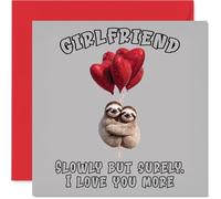 Funny Girlfriend Anniversary Card - Slow Sloth Love - Cheeky Happy Anniversary Card for Girlfriend from Boyfriend Partner, 145mm Joke Humour Anniversaries Greeting Cards