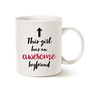 Funny Girlfriend Coffee Mug Christmas Gifts, This Girl Has an Awesome Boyfriend Best Valentines Day Gifts for Girlfriend Women, Unique Present Ideas for Her Cup White, 11 Oz