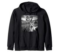 Funny Girls Boys 6 7 Alien Cat Selfie UFO Meme Six Seven 67 Zip Hoodie