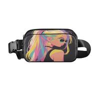 Funny Girls Dark Khaki Cute Fanny Pack Waist Bag for Men Women Mini Crossbody Passport Bag with Adjustable Strap for Workout Running Hiking, Aesthetic Fighting Fish, One Size