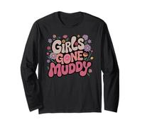 Funny Girls Gone Muddy Mud Run Squad Motocross Queen Sisters Long Sleeve T-Shirt