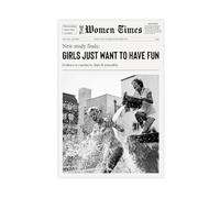 Funny Girls York News Girls Want To Have Fun Bathroom Wall Art Decor Poster Vintage Black And White Canvas Funky Hot Girly Room Decor Prints Unframe-style 12x18inch(30x45cm)