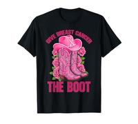 Funny Give Breast Cancer The Boot Pink Cowgirl Hat T-Shirt