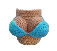 Funny Glass Bottles, Crochet Bikinis Coffee Cup, AntiBurn NonSlip Bottle Hot Cup Covers