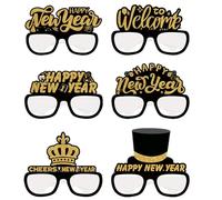 Funny Glasses 2025 Glasses - Happy New Year Glasses, New Year's Eve Paper Glasses | Pack of 6 Decorative Glasses, Christmas Glasses, New Year Glasses, Photo Props, Happy New Year Decorations