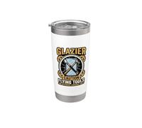 Funny Glazier Caution Flying Tools Glass Worker Stainless Steel Insulated Tumbler