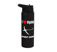 Funny Gliding Quote Flying Without Engine Sailplane Lover Stainless Steel Insulated Water Bottle