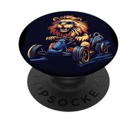 Funny Go Kart Lion Ready for a Fast Ride PopSockets Adhesive PopGrip