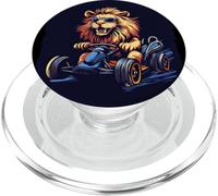Funny Go Kart Lion Ready for a Fast Ride PopSockets PopGrip for MagSafe