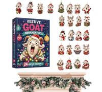 Funny Goat 2026, 2D Acrylic Ornaments Screaming Goat | 24 Days Christmas Countdown Goat Ornaments for Friends, Farm Animal Fans and Collectors