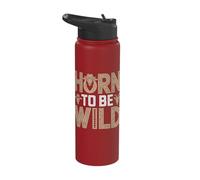 Funny Goat Animal Horn to Be Wild Stainless Steel Insulated Water Bottle