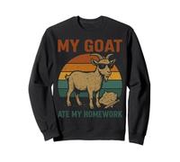 Funny Goat Ate My Homework Vintage Farm Animal Retro Humor Sweatshirt