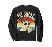 Funny Goat Ate My Homework Vintage Farm Animal Retro Humor Sweatshirt