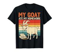 Funny Goat Ate My Homework Vintage Farm Animal Retro Humor T-Shirt