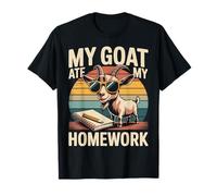 Funny Goat Ate My Homework Vintage Farm Animal Retro Humor T-Shirt