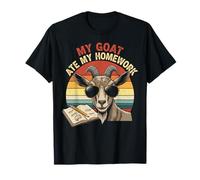 Funny Goat Ate My Homework Vintage Farm Animal Retro Humor T-Shirt