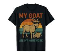 Funny Goat Ate My Homework Vintage Farm Animal Retro Humor T-Shirt
