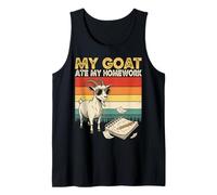 Funny Goat Ate My Homework Vintage Farm Animal Retro Humor Tank Top