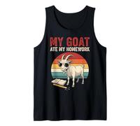 Funny Goat Ate My Homework Vintage Farm Animal Retro Humor Tank Top