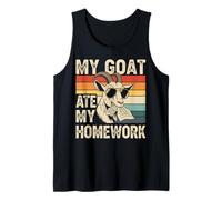 Funny Goat Ate My Homework Vintage Farm Animal Retro Humor Tank Top
