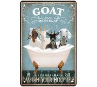 Funny Goat Decor Bathroom Decor Bathtub Decor Goat lovers Goat Accessories Farm Decor Goat Signs Wall Art Poster Retro Metal Poster Bar Home Bathroom Wall Decoration Sign 8x12 Inch