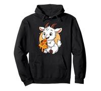 Funny Goat Eating Pizza Graphic Boys Girls Goat Lover Pullover Hoodie