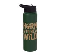 Funny Goat Farmer Horn to Be Wild Stainless Steel Insulated Water Bottle