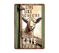 Funny Goat Keep The Door Closed Or Catch The Goat Wall Metal Sign Funny Tin Sign Vintage Hanging Wall Plaque For House Kitchen Cafe