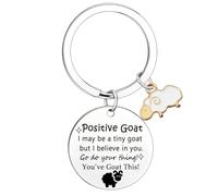 Funny Goat Keyring Goats Themed Gifts for Goats Lovers Birthday Gift | Positive Goat Keyring Goats Lovers Gifts Emotional Support Goat Gifts for Family Coworkers Friends Animal Lover Gift