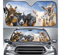 Funny Goat Looking Cattle Farm Animal Lover Front Windshield Sunshade Foldable Car Windscreen Sun Shade Portable Car Window Covers Universal For Vans Cars Truck M