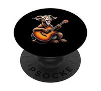 Funny Goat Playing Guitar Design for Music Lovers PopSockets Adhesive PopGrip