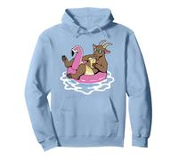 Funny Goat Pool Float Flamingo Summer Party Vibes Pullover Hoodie