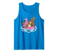 Funny Goat Pool Float Flamingo Summer Party Vibes Tank Top