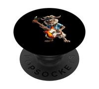 Funny Goat Rocker Playing Electric Guitar Musician PopSockets Adhesive PopGrip