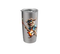 Funny Goat Rocker Playing Electric Guitar Musician Stainless Steel Insulated Tumbler