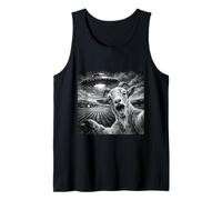 Funny Goat Selfie with UFO Goat Lover Alien UFO Believer Tank Top