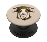 Funny Goat Wearing Beanie Cool Farm Animal PopSockets Adhesive PopGrip