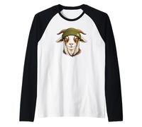 Funny Goat Wearing Beanie Cool Farm Animal Raglan Baseball Tee