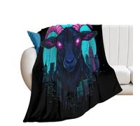Funny Goat with Neon Eye Flannel Blanket Throw 250g Lightweight Carpet Large Bed Blankets for Sofa Couch Bed 60"*80"（150 * 200cm）