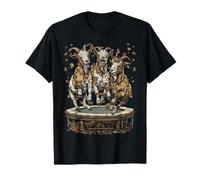 Funny Goats Jumping on Trampoline Fall Vibes Autumn Animals T-Shirt